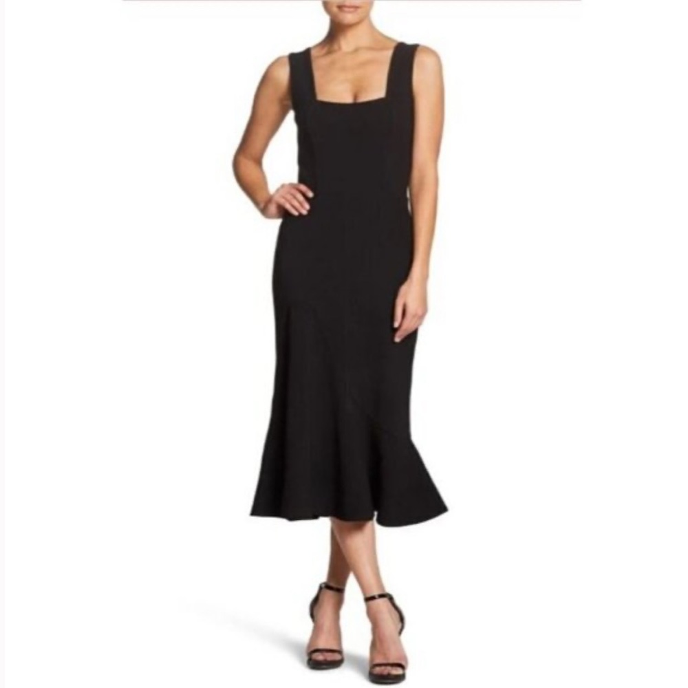 Dress the Population Black Midi Square Neck Dress